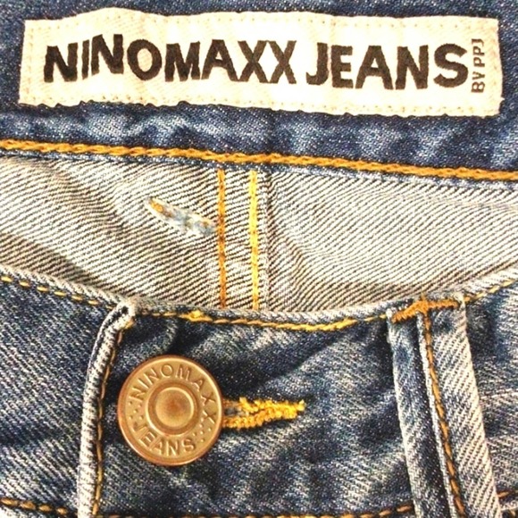 NinoMaxx Jeans Wide Straight Leg Sz 30 DARK BLUE Denim Distress Ripped Thrashed - Picture 8 of 8